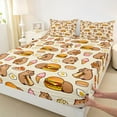 thumbnail image 3 of Homewish Kawaii Capibara Teens Queen Sheet Sets, Cute Hamburger Fast Food Flat Sheet, Yellow Cartoon Animal Queen Fitted Sheet, Luxury Bedroom Decor, 4-Piece, 3 of 7