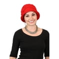 thumbnail image 4 of Hats, Scarves and More Women's Fleece Flower Cloche Hat (Red), 4 of 6