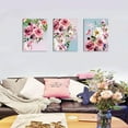 thumbnail image 4 of Flower Canvas Wall Art for Bedroom Woman Wall Decor Pink White Flowers Picture 3 Piece Framed Artwork Modern Plant Floral Canvas Prints for Kitchen Home Bathroom Girls Room Wall Decoration 12"x16", 4 of 6