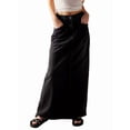 thumbnail image 3 of Women Denim Maxi Skirt Raw Hem A-Line Jean Skirt Casual Y2K Fashion High Waisted Long Denim Skirt with Pockets, 3 of 6