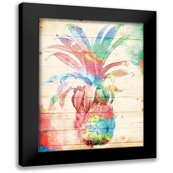 Grey, Jace 12x14 Black Modern Framed Museum Art Print Titled - Colorful Pineapple