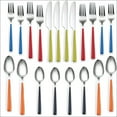 thumbnail image 3 of Fiesta 20-Piece Merengue Flatware Silverware Set, Service for 4, Stainless Steel/ABS, Includes Forks/Knives/Spoons, Multi, 3 of 6