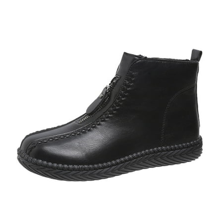 

Fashion Autumn Winter Women Ankle Boots Flat Soft Bottom Comfortable Side Zipper Solid Color Casual Style