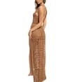 thumbnail image 3 of Faithtur Bikini d'Été pour Femmes Cover-Up, Solide Tricot Crocheté Creux sur Manches Col Rond Côté Fente Pompon Robe de Réservoir, 3 of 8