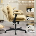thumbnail image 3 of Welax Home Office Dsek Chair, Yellow Cross Legged Chair with Flip-up Arms, Adjustable Swivel Computer Task Chair for Home,Office,Make Up,Small Space,Bed Room, 3 of 7