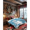 thumbnail image 4 of Christmas Snowman Flannel Blanket for Bed,Travel and Camping, Snowman Xmas Tree Snowflakes Light Blue Super Soft Cozy Blanket for All Seasons 60" x 80", 4 of 6