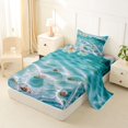 thumbnail image 2 of jejeloiu Underwater Shells Twin Sheets,Pebble Beach Bedding For Boys,Teal White,3pcs,1 Fitted Sheet and 1 Pillowcase, 2 of 6