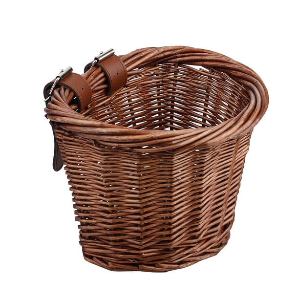 Panier De Vélo En Osier Pour Fille – Set Avec Cloche, Banderoles Et Autocollants – 19x12x12 Cm – Installation Facile