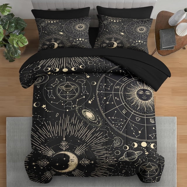 Set de edredón Pamnest, tamaño completo, Sun Moon Astrology, 7 unidades