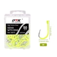 thumbnail image 1 of FISH KING 50PCS High carbon Steel Fishhooks Barbed Fluorescent Fishing Durable Hook Fish Gear Fighting Hook With Eye for Carp, 1 of 7