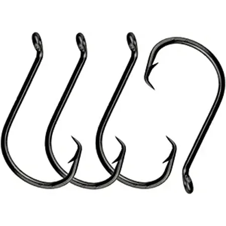 50pcs 5/0 Fishing Hooks Offset Worm Hooks Wide Gap Barb Hooks for Soft Plastic Baits Jig Fish Hooks For Bass Trout Fishing