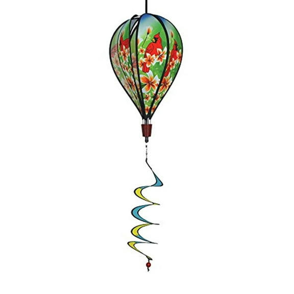In the Breeze Cardinal 6-Panel Kinetic Hot Air Balloon Wind Spinner,11" W x 17" H, 26" Tail,1055