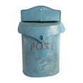 thumbnail image 1 of Retro Rural Wall Mailbox Farmhouse Iron Newspaper Roll Post Letter Box Decor Blue, 1 of 8
