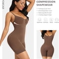 thumbnail image 3 of Women Full Body Shapewear Bodysuit Tummy Control Seamless Backless Body Shaper Butt Lifter Thigh Slimmer, Coffee, 3 of 5