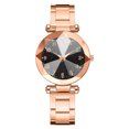 thumbnail image 1 of Reloj de cuarzo para mujer, esfera redonda, cinturón de aleación, elegante reloj de pulsera informal, oro rosa, 1 of 2