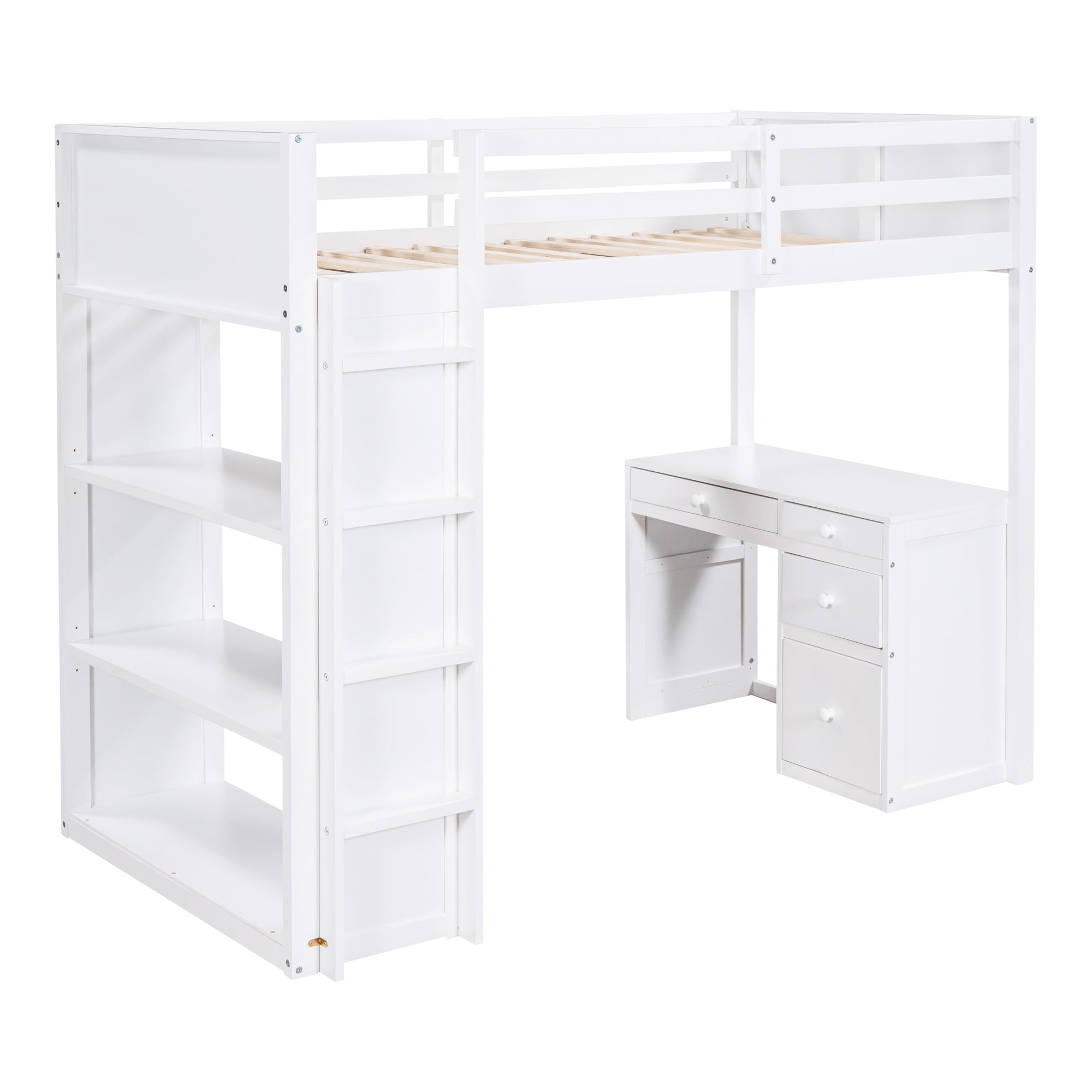 Bellemave Twin Size Loft Bed with Desk and Shelves, India | Ubuy