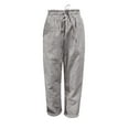 thumbnail image 4 of Rigardu Women's Elastic Waist Striped Casual Pants Loose Cotton And Linen Pants Grey+XL, 4 of 4