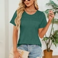 thumbnail image 5 of TKLPEHG Womens Dressy Tops Fashion Summer Short Sleeve T Shirts Lightweight Solid Color Loose Casual Round Neck Tshirts Going Out Tops Blouses(Green,L), 5 of 8