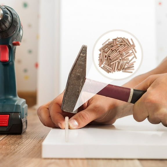 WHAMVOX 300 Pcs Round Wedge Dowel Cork Connector Hardwood Dowels 4x0.8x0.8cm Khaki