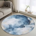 thumbnail image 2 of Blue Marble Large Area Rugs for Bedroom Living Room, Soft Non Slip Carpet Bedside Rug, Modern Abstract Art Ink Painted Round Floor Cover Kitchen Accent Rug 3' for Dining Room/Office, 2 of 9