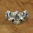 thumbnail image 2 of 925 Sterling Silver Half Skull Face Ring Biker Punk Jewelry TA275 US Size 14, 2 of 15