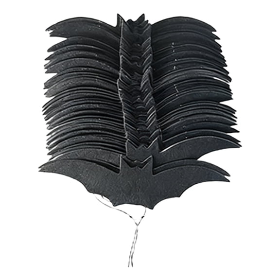 Getwin,50-Piece Black Bat Garland Hanging Banner Set, Indoor Halloween Streamer Decoration for Fireplace Walls, Mantles, and Farmhouse Seasonal Displays