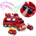 thumbnail image 4 of 5 in 1 Macaron Colors Removable Toy Semi Truck Transport Car Carrier Cargo Toy Set With Sounds & Lights Friction Powered Wheels Engineering Vehicles Hauler Gift For Kids, 4 of 7