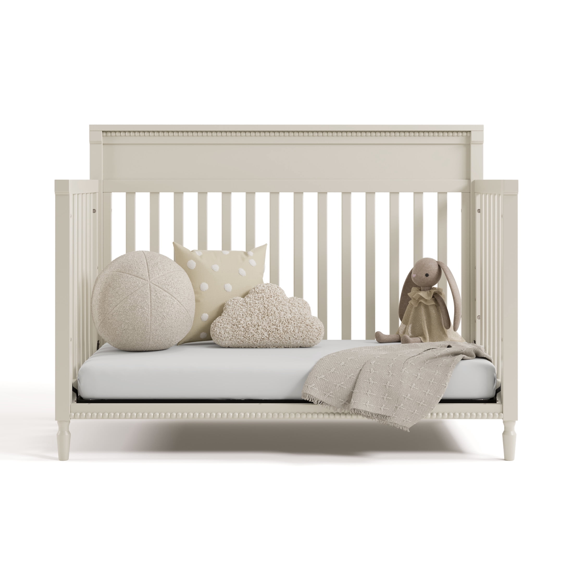 Storkcraft Valencia 5-in-1 Convertible Crib with Bonus Toddler Guardrail, Frosted Oat