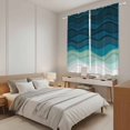 thumbnail image 4 of Teal Ocean Kitchen Curtains, Coastal Sea Moire Waves Abstract Ombre Art Light Filtering Window Curtain Panels, 2Pcs Rod Pocket Window Treatments Set for Living Room Bathroom Bedroom 42x63 Inches, 4 of 9