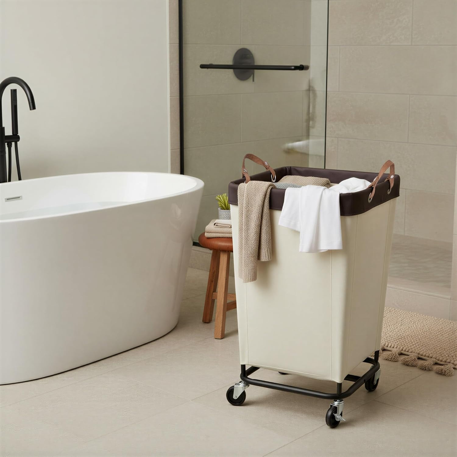 160L Laundry Basket with Wheels, Large Rolling Hampers for Clothing Organizer, Dirty Clothes Basket for Hotel, Home, Closet, Dorm, Beige