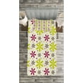 thumbnail image 3 of Ambesonne Floral Quilted Bedspread Set 2 Pcs, Florets Circle Hoop, Twin Size, Apple Green Dark Taupe, 3 of 3