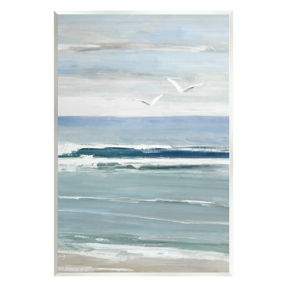 Stupell Industries Seagulls Over Shore Nature Painting Unframed Art Print Wall Art, 10 x 15