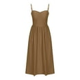thumbnail image 3 of Efsteb Sleeveless Casual Summer Dresses for Women Lace Up Back Corset Dress Spaghetti Strap Pleated A-Line Midi Dresses (Brown,XXL), 3 of 7
