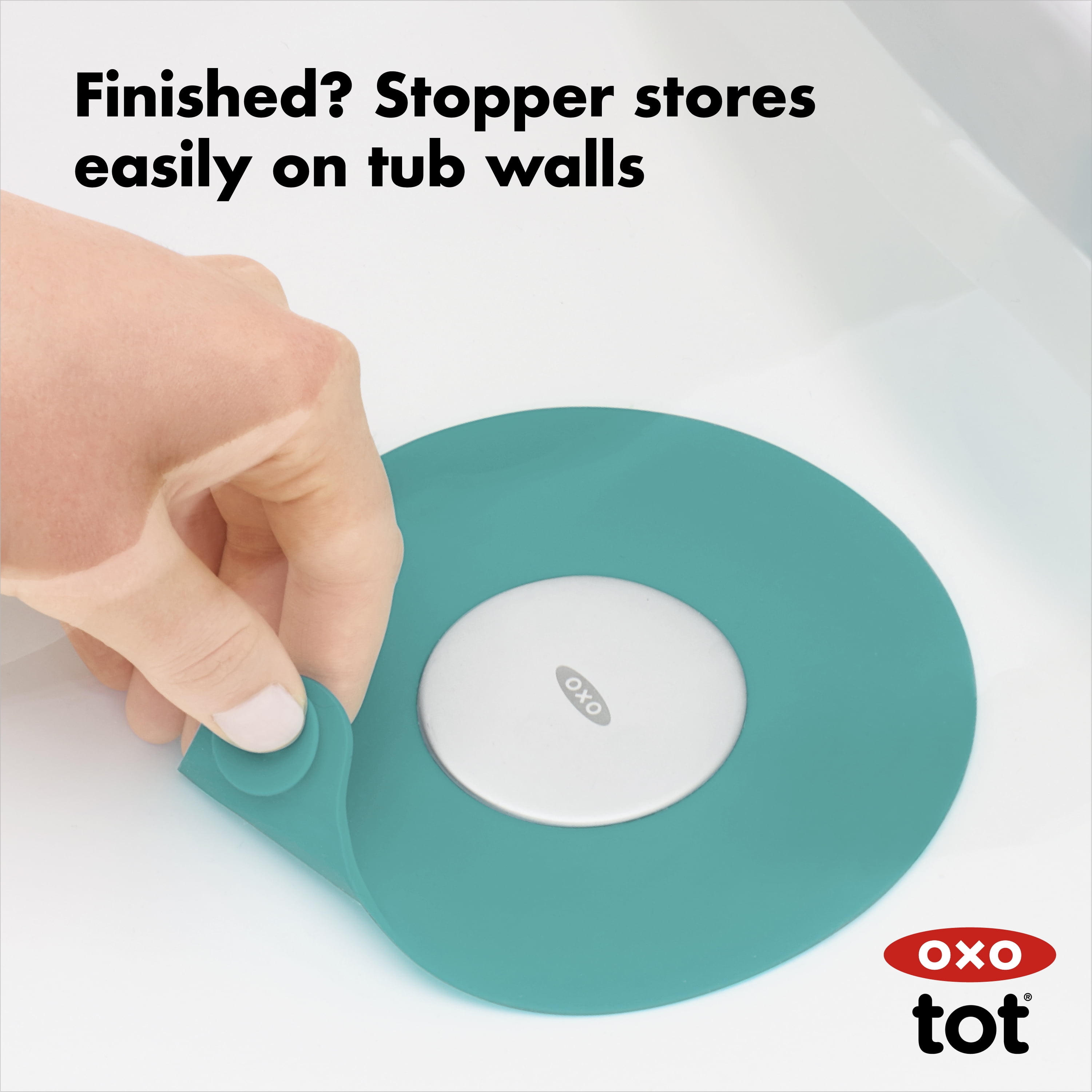 OXO Tot Bathtub Drain Stopper, Baby-Safe Silicone Plug, Teal