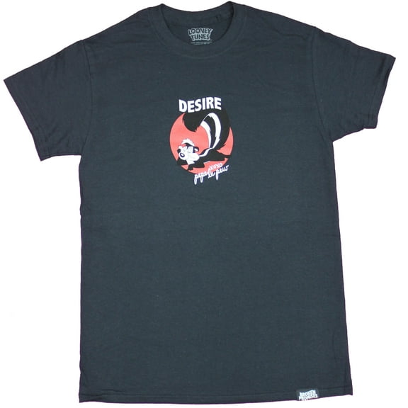 Pepe Le Pew Mens T-Shirt  - Desire XOXO Circle Skunk Image (Small)