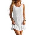 thumbnail image 2 of ZyeKqe Beach Cover-Up for Women Mini Dresses Sleeveless Ruffled Crewneck Lightweight Vacation Travel Casual Nightgown, 2 of 7