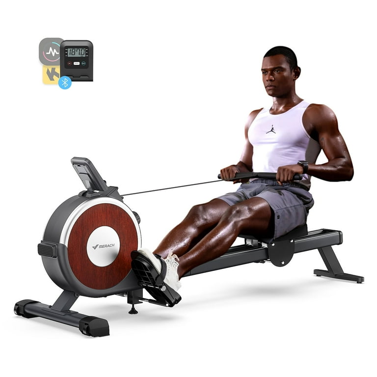 MERACH Magnetic Rowing Machine, 16 Resistance Levels, Bluetooth