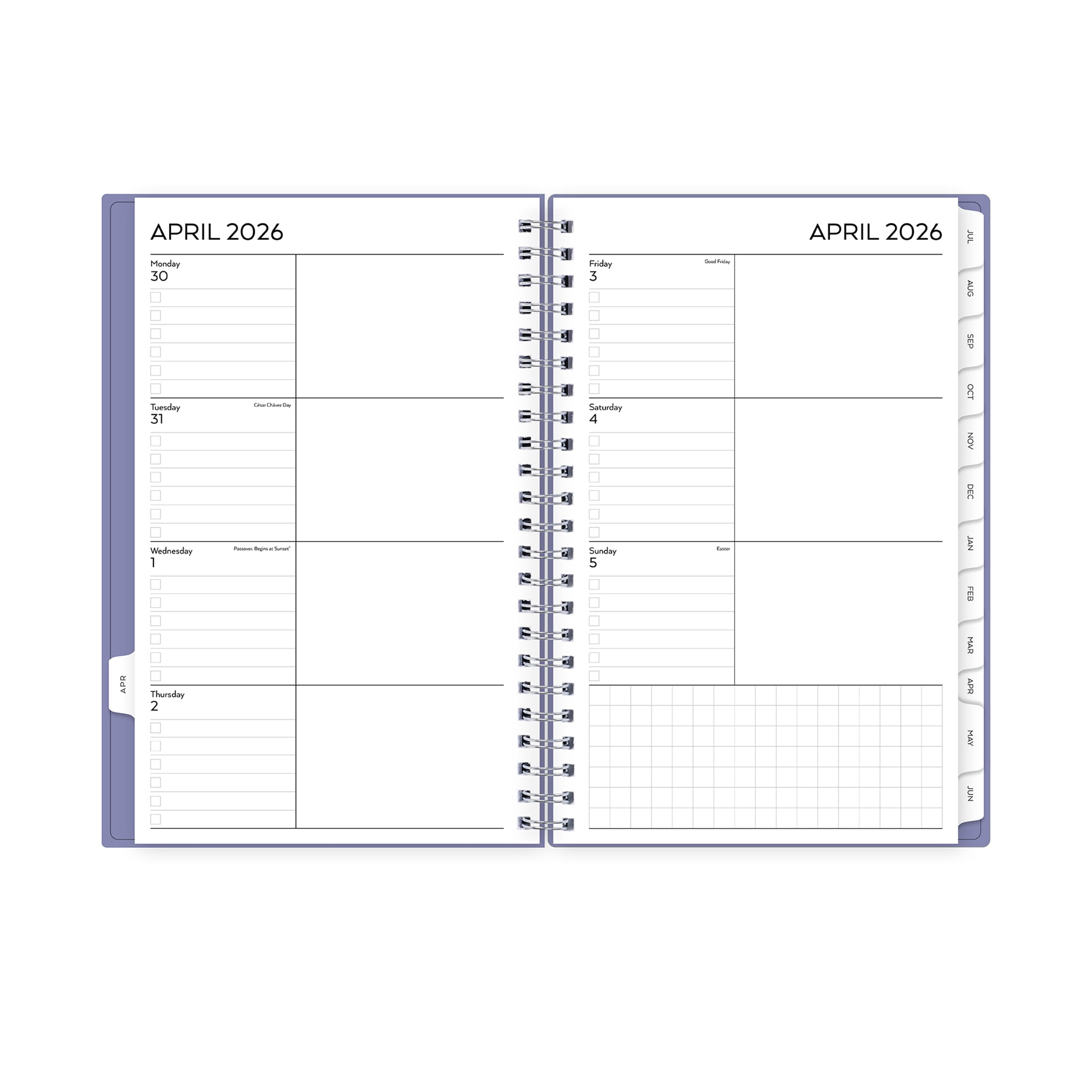 Pen+Gear Monthly Weekly Planner, 5" x 8", Violet Sky 15-Month (April 2026 - June 2027)
