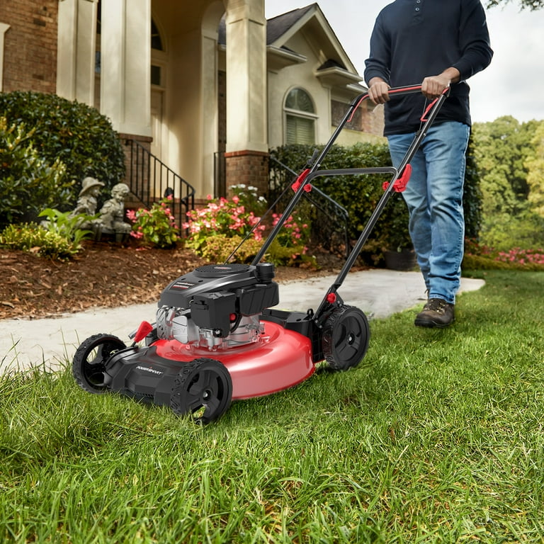 PowerSmart Gas Lawn Mower, 21 inches 144cc 2-in-1 Walk-Behind , Side  Discharge Push Lawn Mower