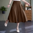 thumbnail image 4 of Glisme Casual Pants For Women Plus Size Knee Length Cotton Linen Shorts Summer Baggy Dressy Long Shorts With Pockets Coffee Trousers Flexible Fit, 4 of 7