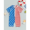 thumbnail image 3 of Hirigin 4th of July Toddler Baby Boy Girl Swimsuit One Piece Swimwear Short Sleeve Zipper Rash Guard Beach Bathing Suit, 3 of 8