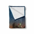 thumbnail image 2 of Landscape Soft Flannel Fleece Blanket, Urban Theme a Cityscape View of Toronto and the Skyscrapers at Dusk Digital Print, Cozy Plush for Indoor and Outdoor Use, 60" x 80", Dark Blue, by Ambesonne, 2 of 6