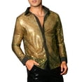 thumbnail image 4 of INSPIRE CHIC Sequin Shirts for Men's Button Down See Through Party Disco Metallic Shirts, 4 of 4