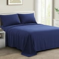 thumbnail image 3 of RUIKASI Blue King Sheet Set - Soft Sheets for Kingn Size Bed, 4 Pieces Hotel Luxury King Bed Sheets with deep pocket, Easy Care Polyester Microfiber Cooling Bed Sheet Set, 3 of 9