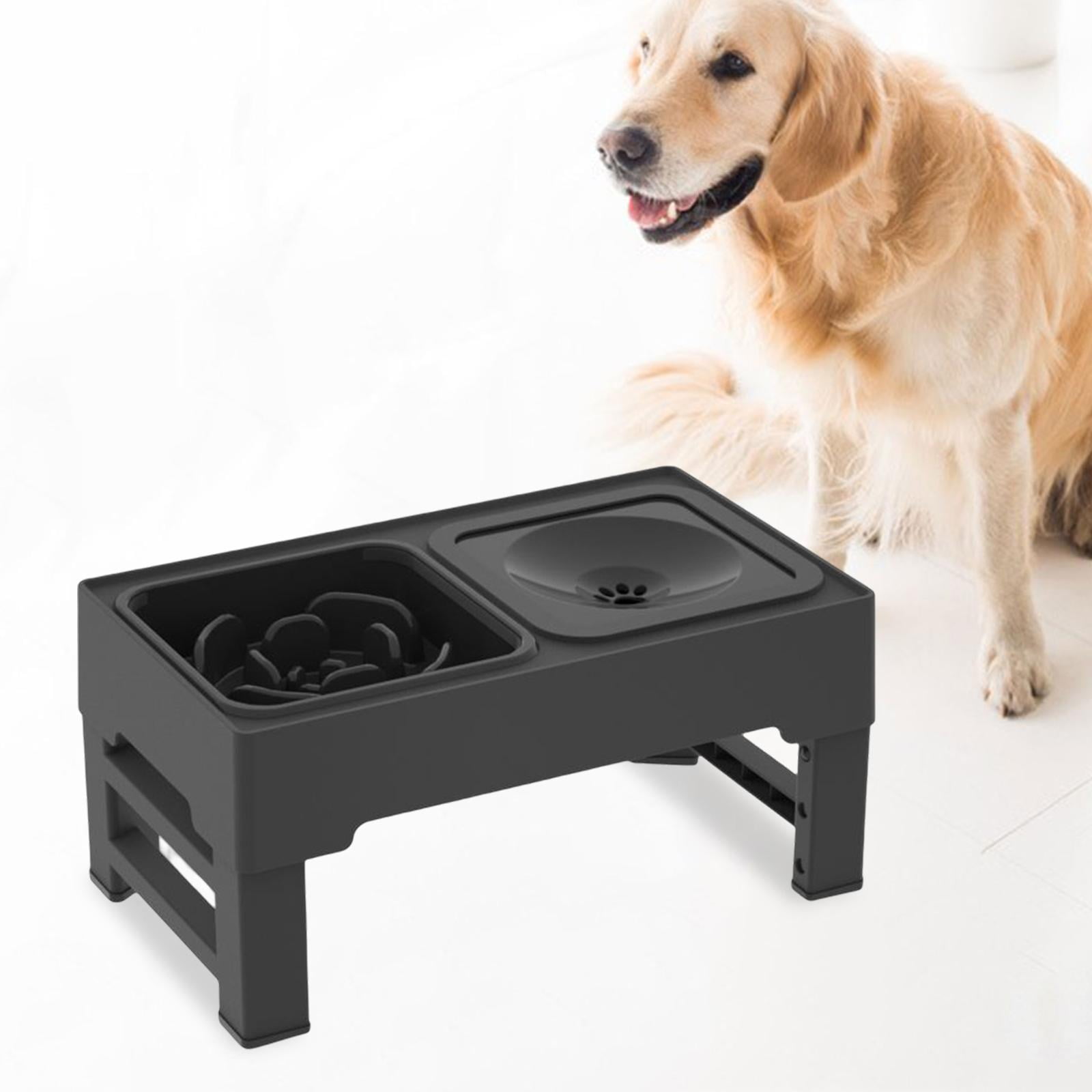 Fzaqwen Bowls, Adjustable Bowls for Small , Dish, Dog Bowl, Stand Feeder with 2 Bowls Slow Feeder black