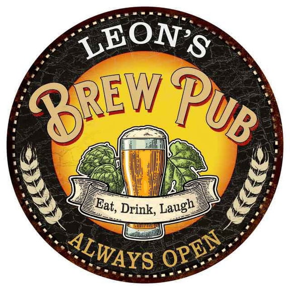 LEON'S Beer Pub Man Cave Metal Sign Home Wall Decor 12 inch Round 200120025082