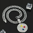 thumbnail image 2 of Steelers GEM Chain Necklace – Silver Bling Pendant with 24-Inch Hip Hop Cuban Chain – Pittsburgh Football Fan Jewelry, 2 of 4