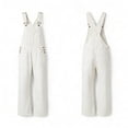 thumbnail image 6 of QATAINLAV Men's Denim Bib Overalls Solid Color Casual Wide Leg Jean Onesie Pants Adjustable Straps Workwear with Pockets, White, S, 6 of 7