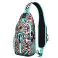 thumbnail image 1 of Rustic Ethnic Sling Backpack Bohemian Floral Travel Daypack with Multiple Compartments, 1 of 3