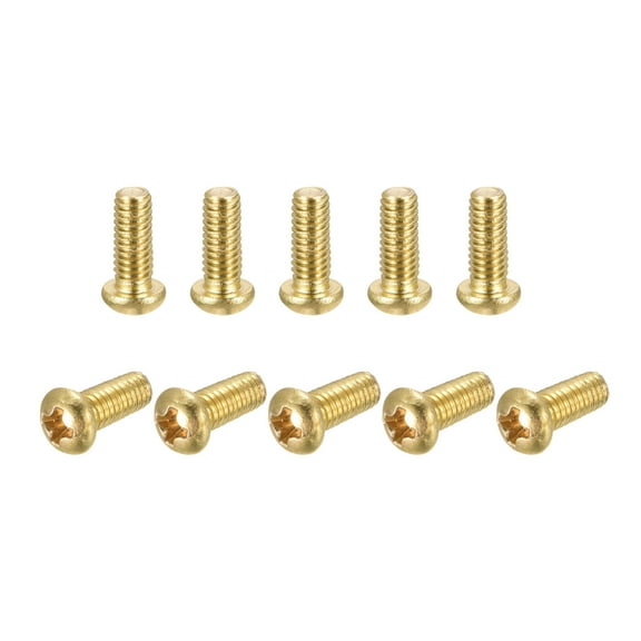 Uxcell M4x10mm Brass Machine Screws, Phillips Pan Head Fastener Bolts 20 Pack